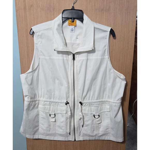 Ruby Rd Petite Size PXL Ladies White Utility Vest Drawstring Pockets Sleeveless - Picture 1 of 4
